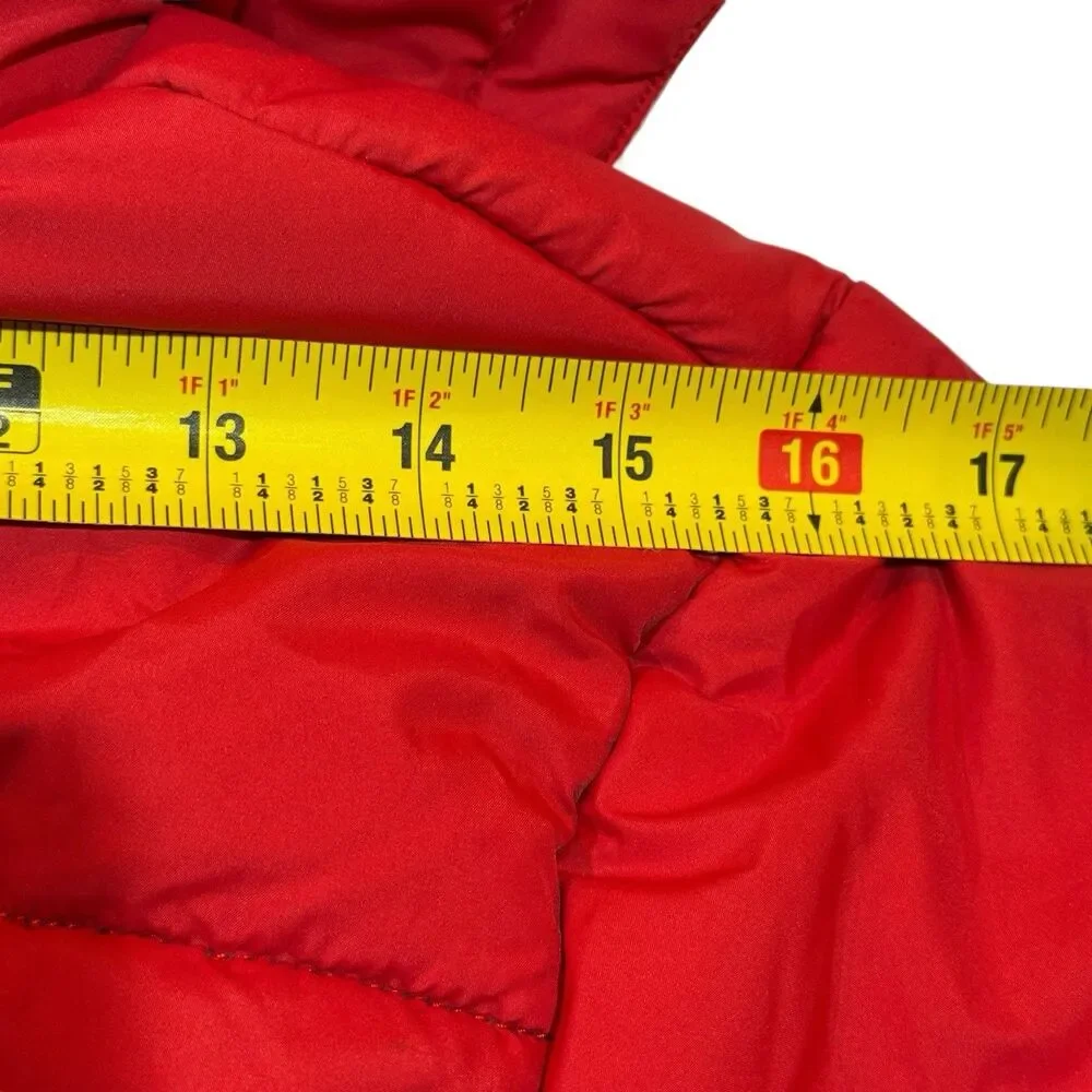 Nautica Kids Puffer Jacket Hooded Winter Coat Red Blue‎ Size L 12/14 Spell Out